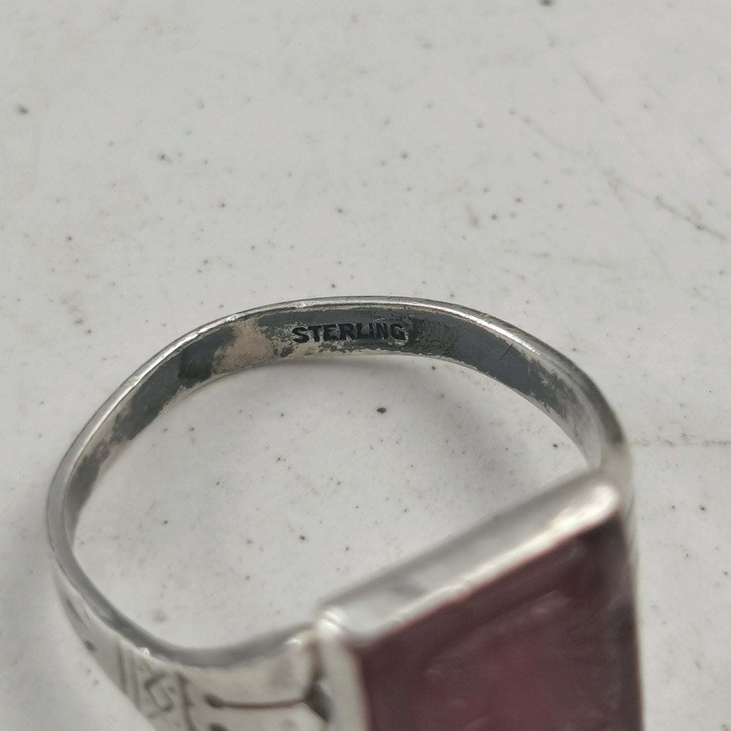 Victorian Sterling Silver Pressed Glass Cameo Ring