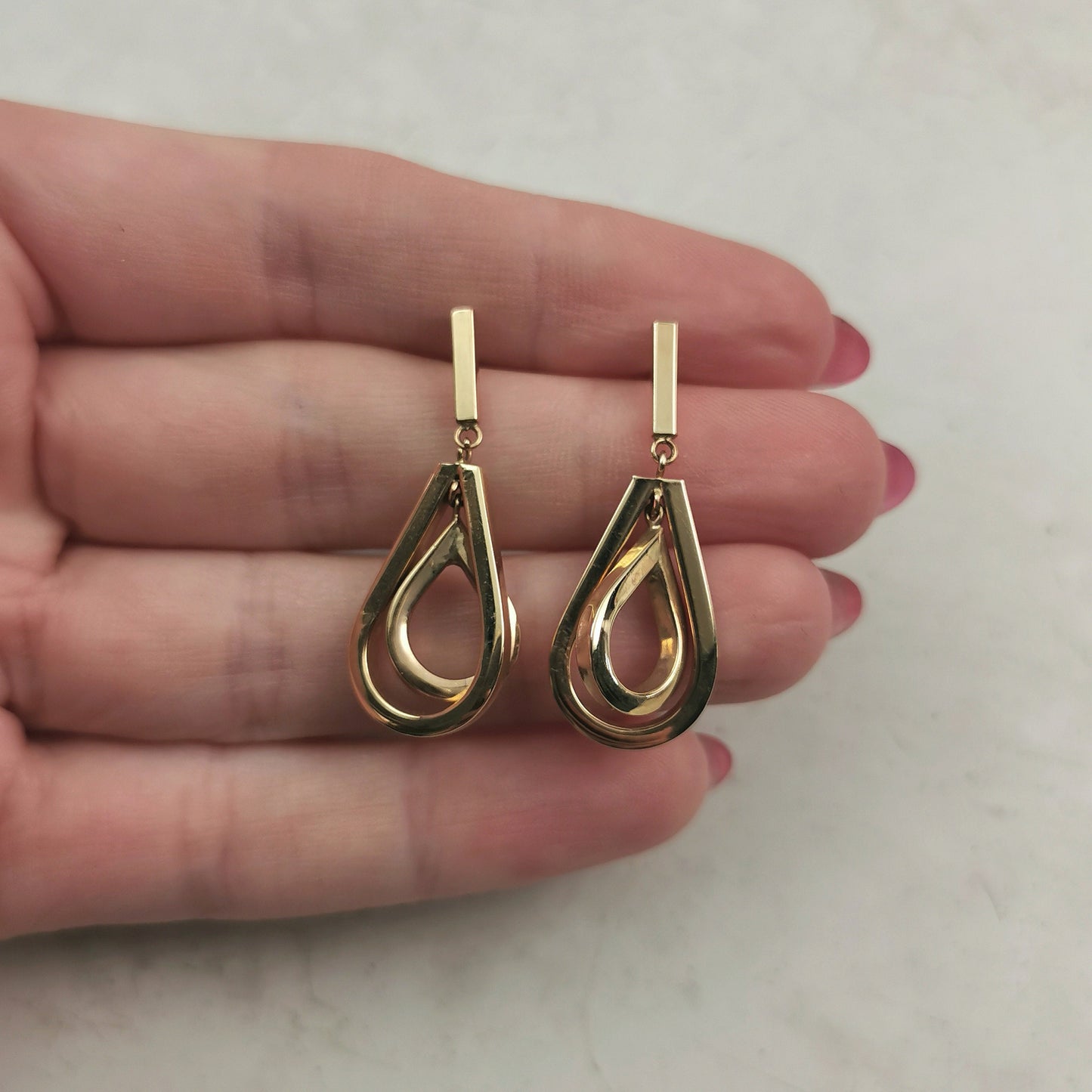 Estate 10k Yellow Gold Double Tear Drop Earrings