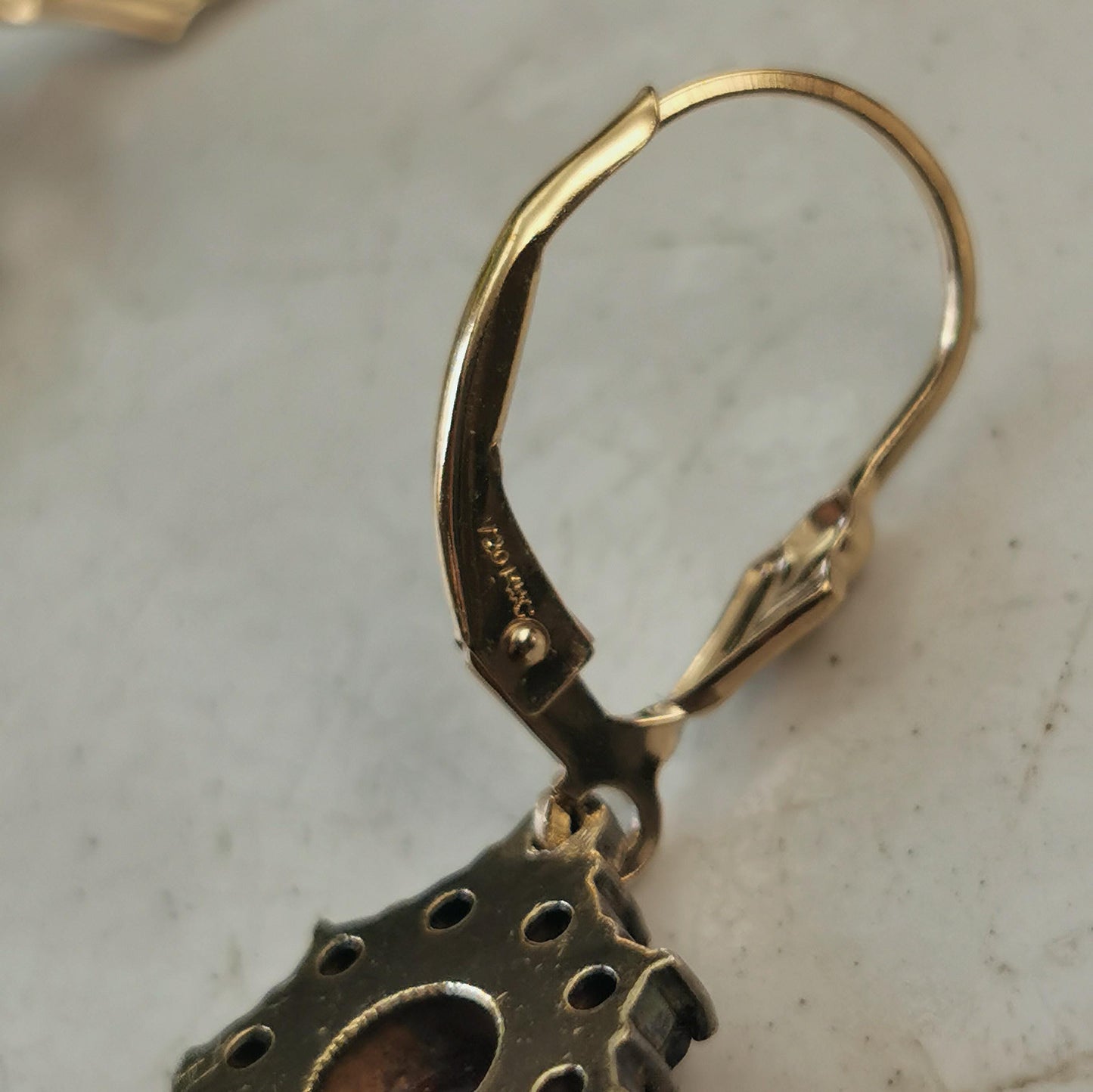Vintage Bohemian Garnet Lever Back Earrings - Sterling Silver & 14k Gold Filled