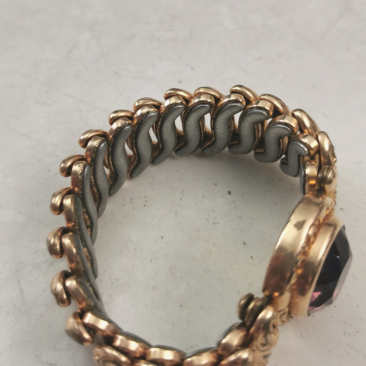 Antique Purple Paste Gold Filled Expansion Bracelet