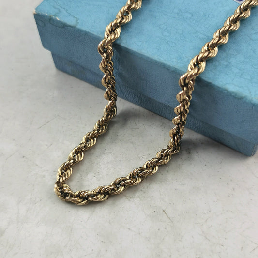 Estate 10k Yellow Gold 4.5mm Hollow Rope Chain -  24" Chain - HAS WEAR