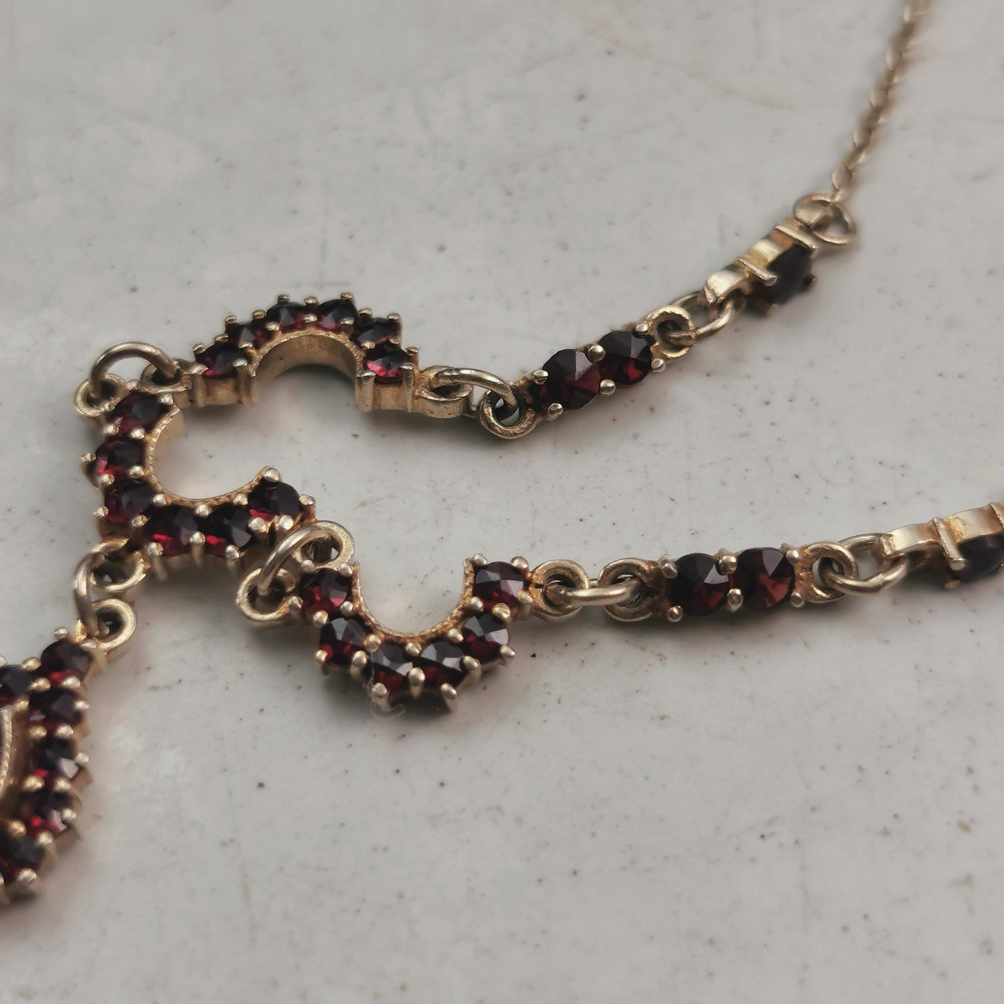 Vintage Sterling Silver Vermeil Bohemian Garnet Necklace