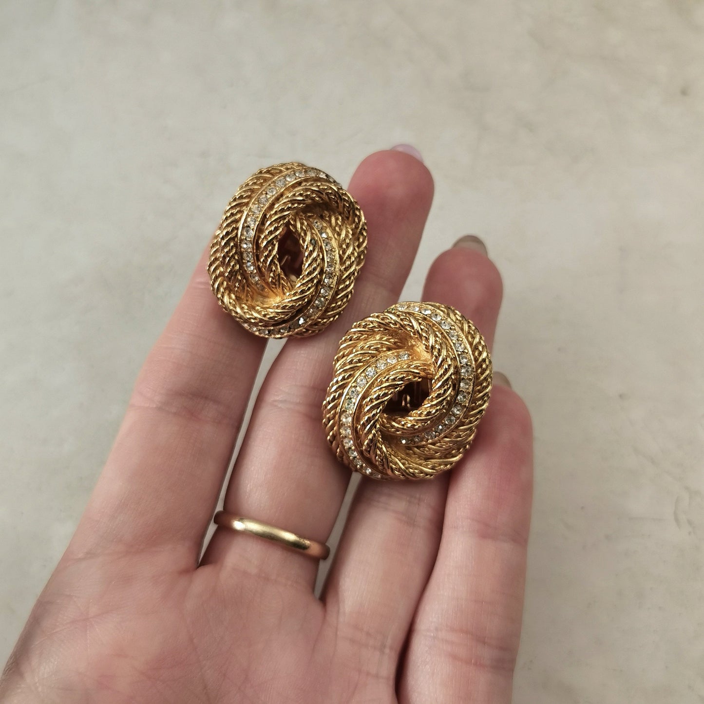 Vintage Christian Dior Knot Gold Tone Ear Clips