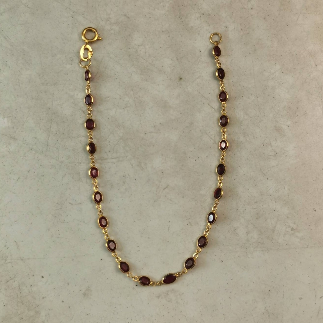 Estate 18k Yellow Gold Ruby Station Bracelet