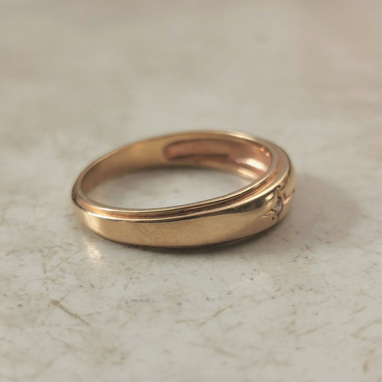 Estate 10k Yellow Gold Star Set Diamond Band - Stacking Ring