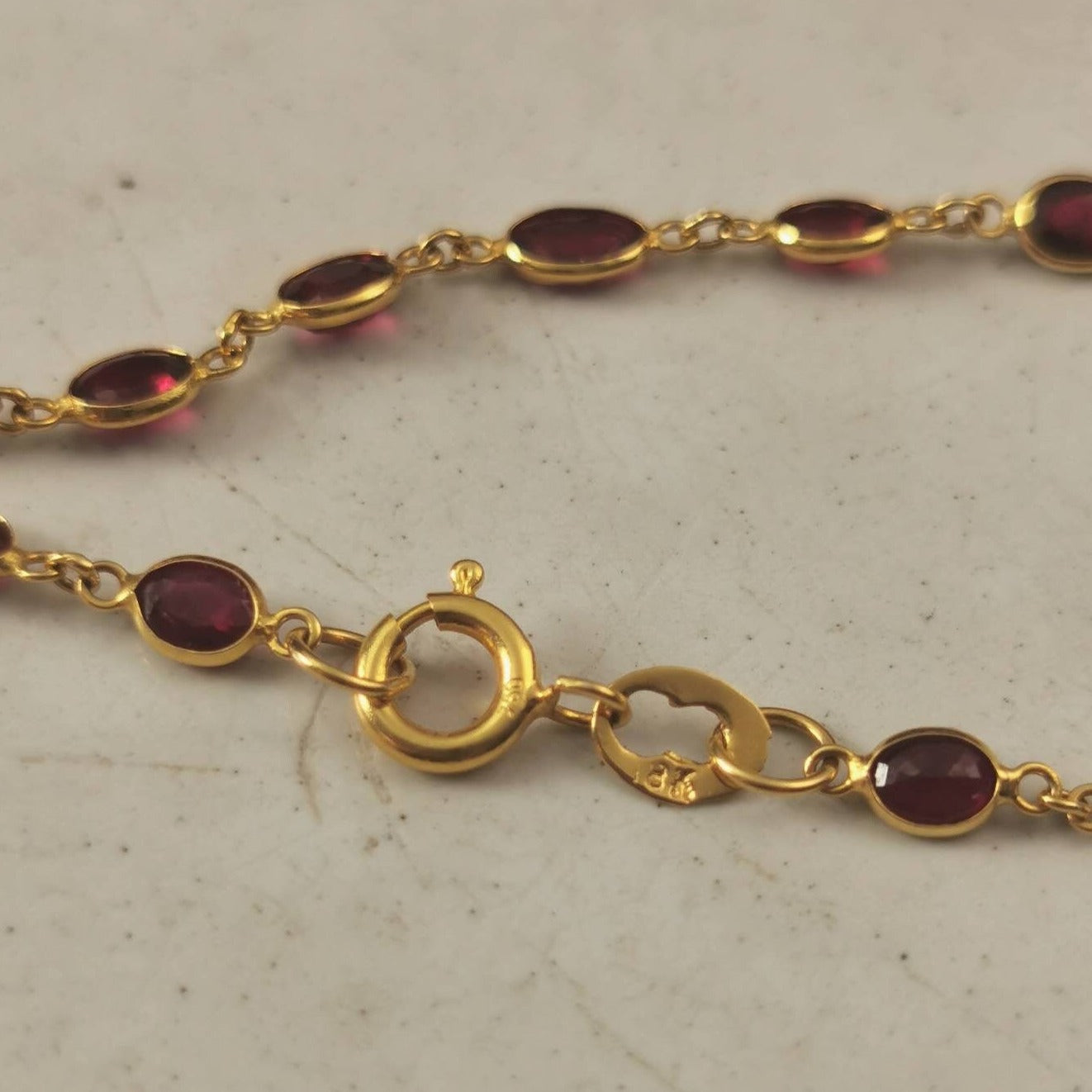 Estate 18k Yellow Gold Ruby Station Bracelet