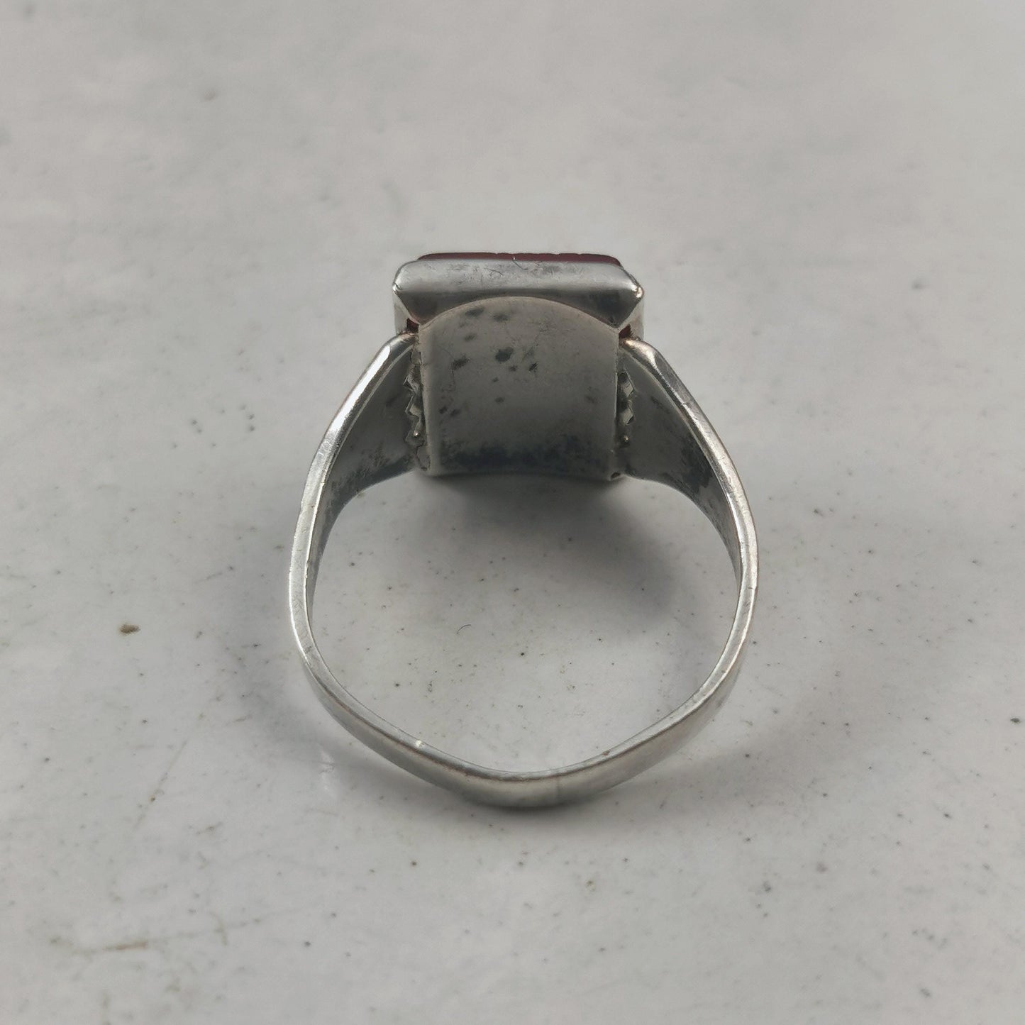 Victorian Sterling Silver Pressed Glass Cameo Ring
