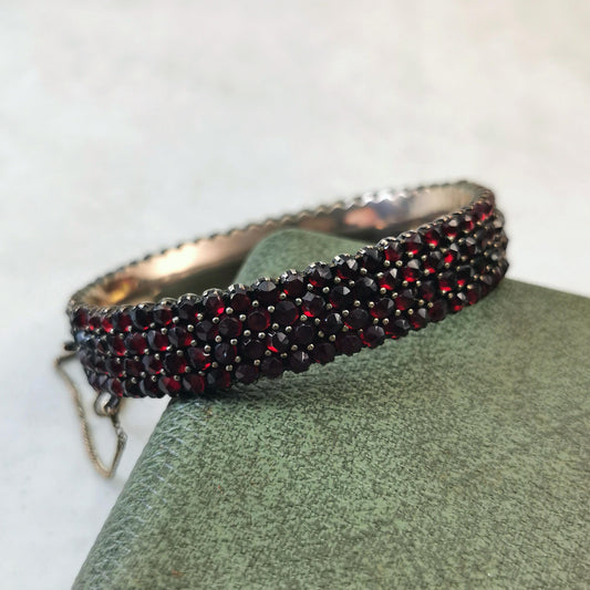 Antique Bohemian Garnet Cuff Bracelet