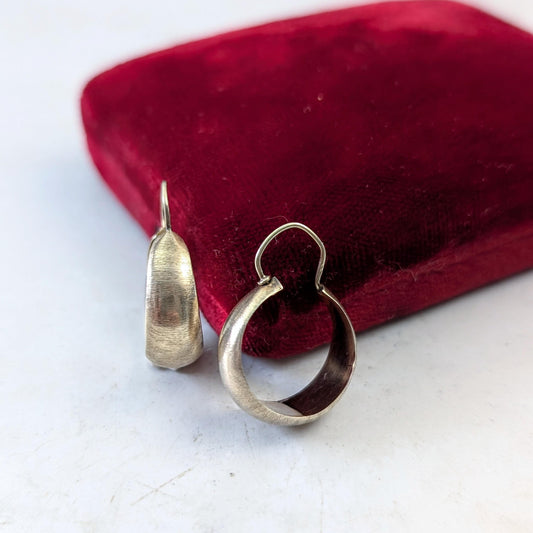 Vintage 10k Yellow Gold Satin Finish Dome Hoop Earrings