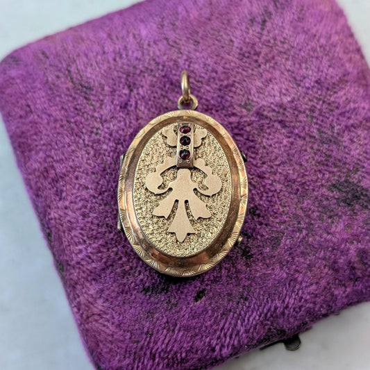 Victorian Gold Filled Bohemian Garnet Large Picture Locket