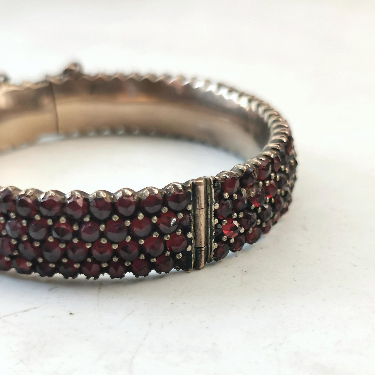 Antique Bohemian Garnet Cuff Bracelet