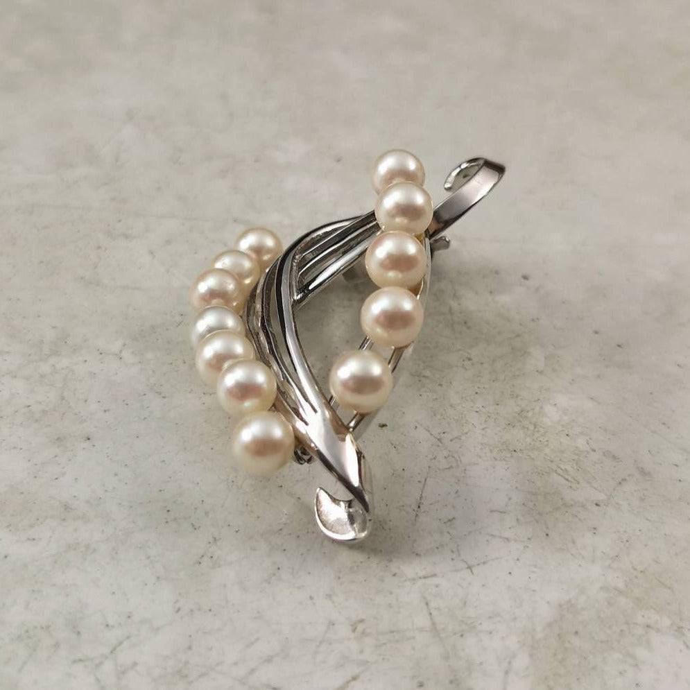 Vintage Mid-century Avon Sterling Silver Cultured Pearl Brooch