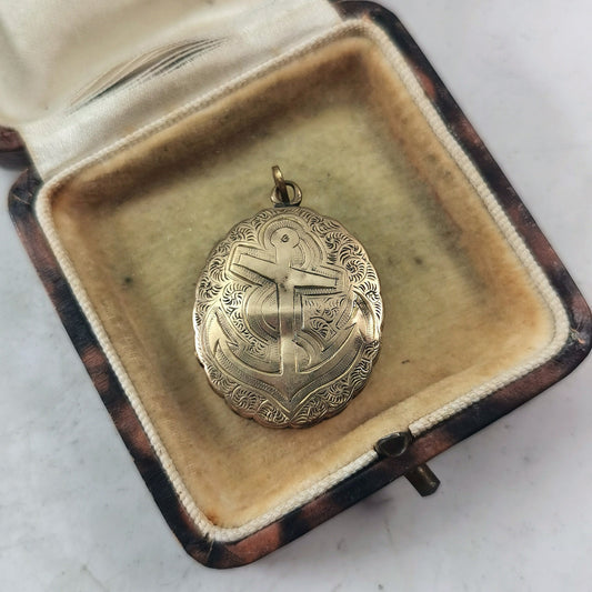 Victorian Gold Fill Mourning Anchor Locket