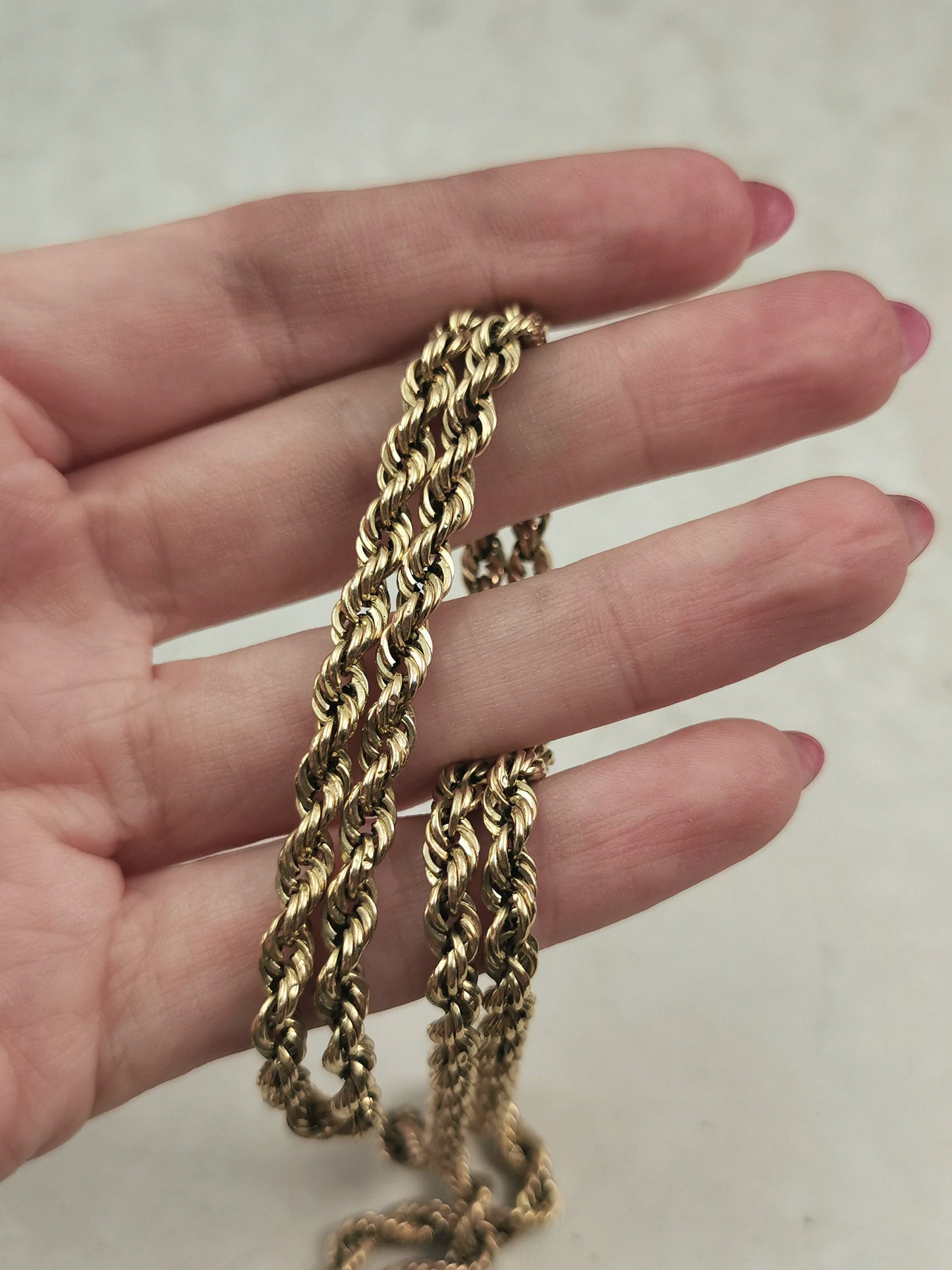Estate 10k Yellow Gold 4.5mm Hollow Rope Chain -  24" Chain - HAS WEAR