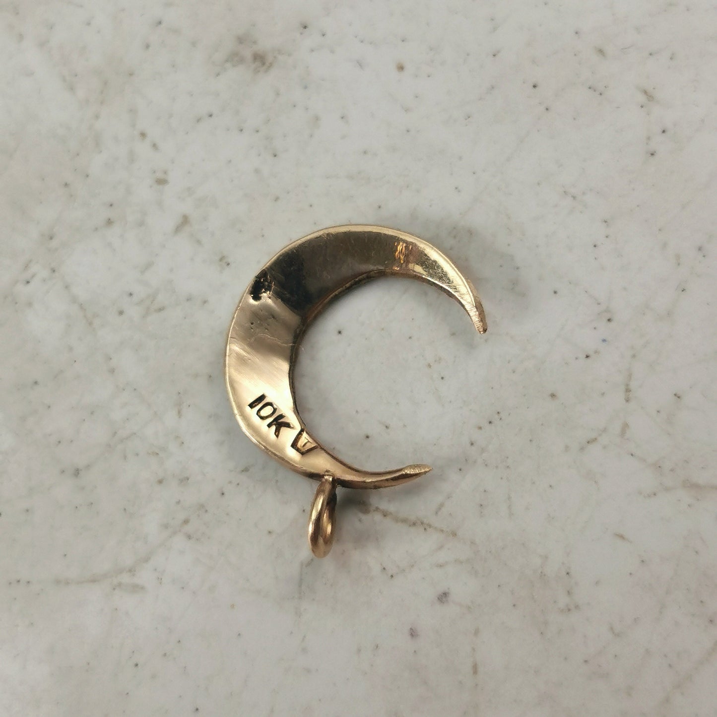 Victorian 10k Yellow Gold and Seed Pearl Crescent Moon Conversion Pendant