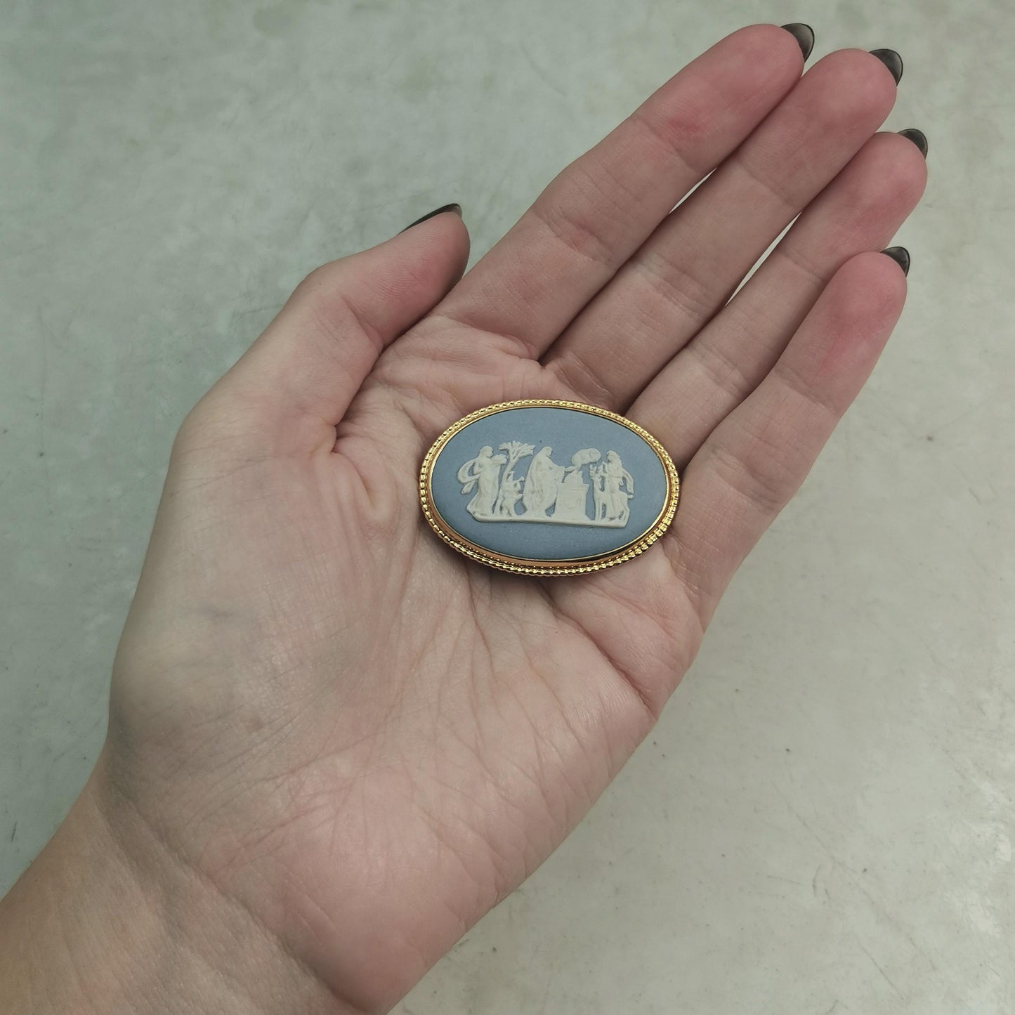 Vintage Gold Filled Blue Wedgwood Brooch