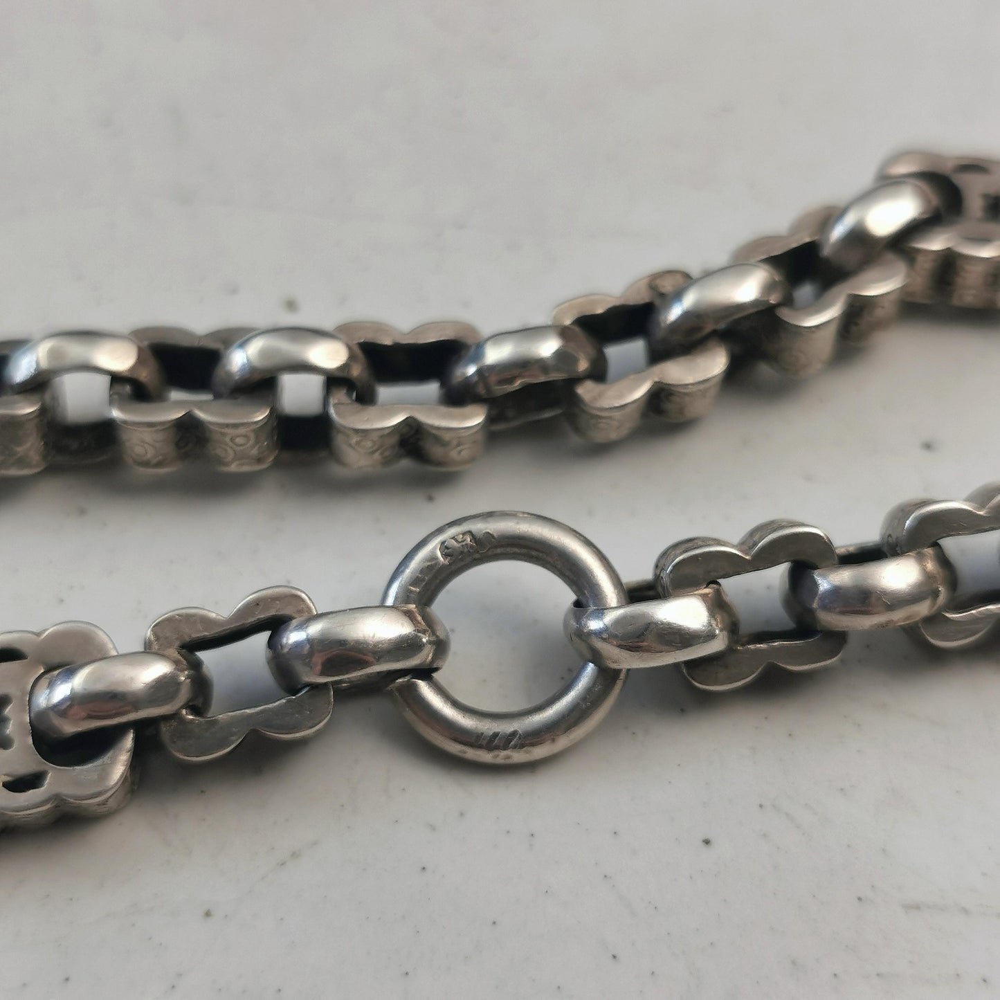 Victorian Sterling Silver Ornate Pocket Watch Chain - Choker or Repurpose