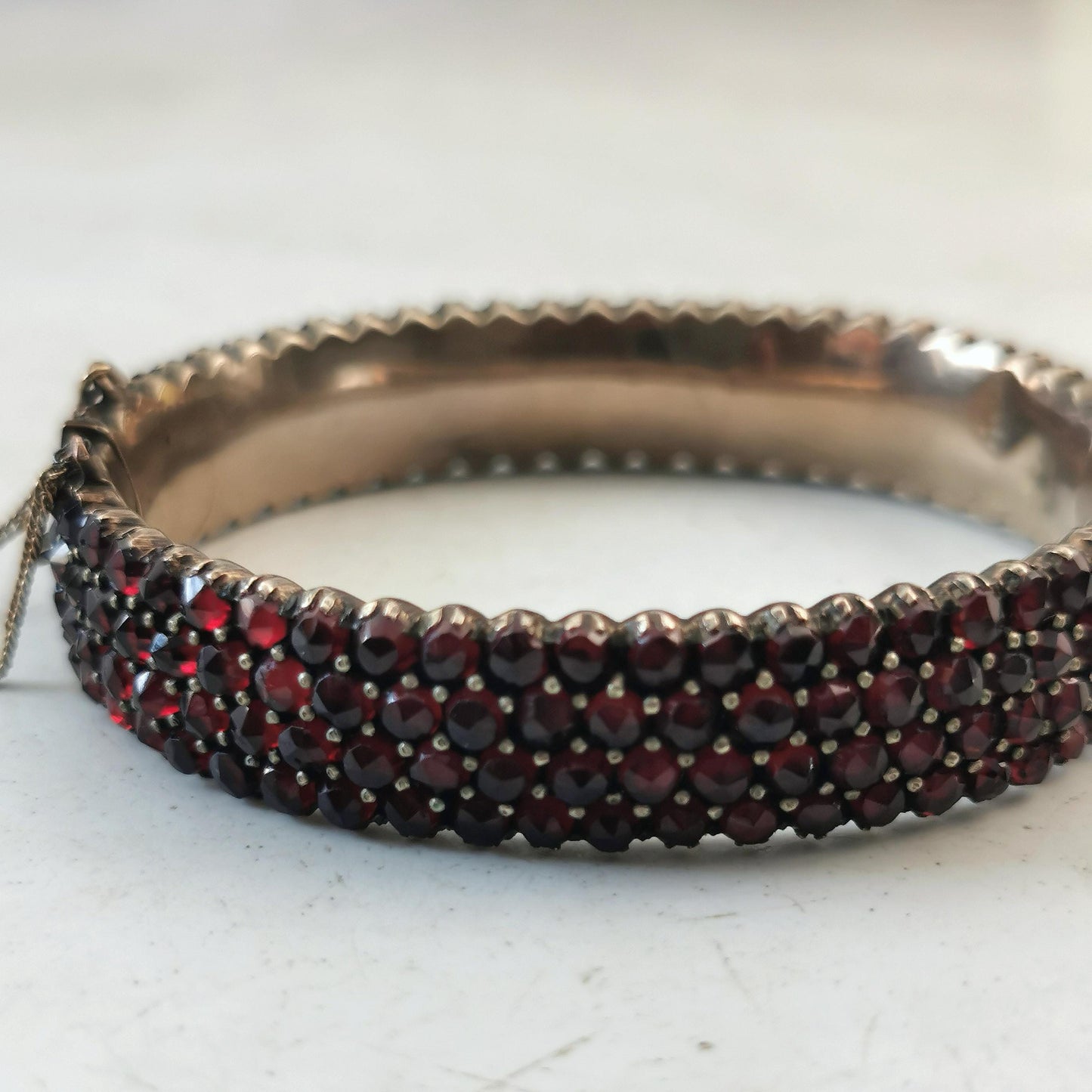 Antique Bohemian Garnet Cuff Bracelet