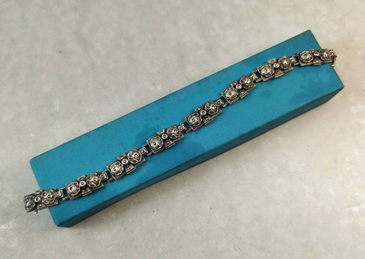 Art Deco Birks Sterling Silver and Marcasite Rose Bracelet
