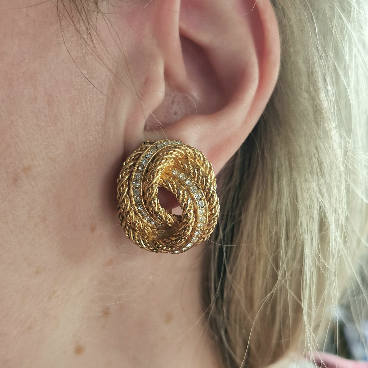 Vintage Christian Dior Knot Gold Tone Ear Clips
