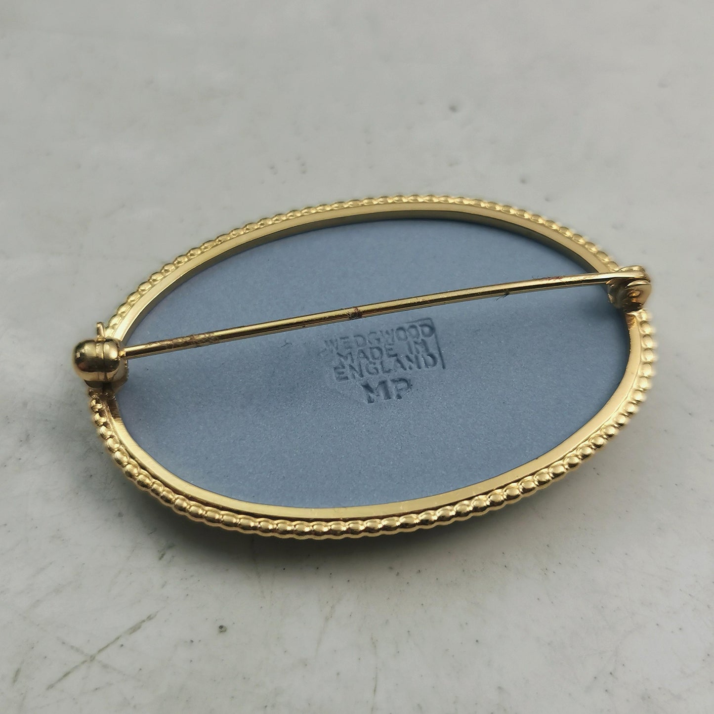 Vintage Gold Filled Blue Wedgwood Brooch