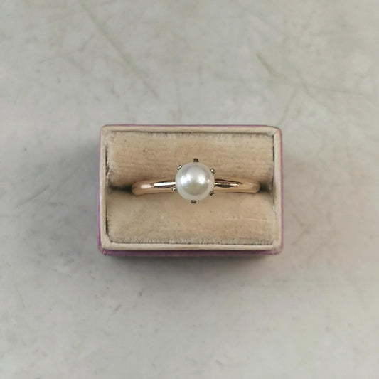 Antique Edwardian 14k Yellow Gold Pearl Solitaire Ring