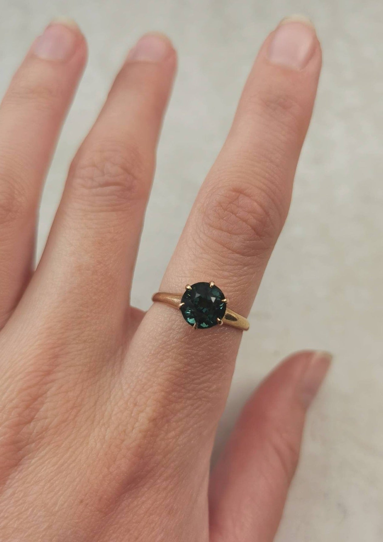 Antique Edwardian 14k Yellow Gold 2.65ct Blue Green Tourmaline Solitaire Ring