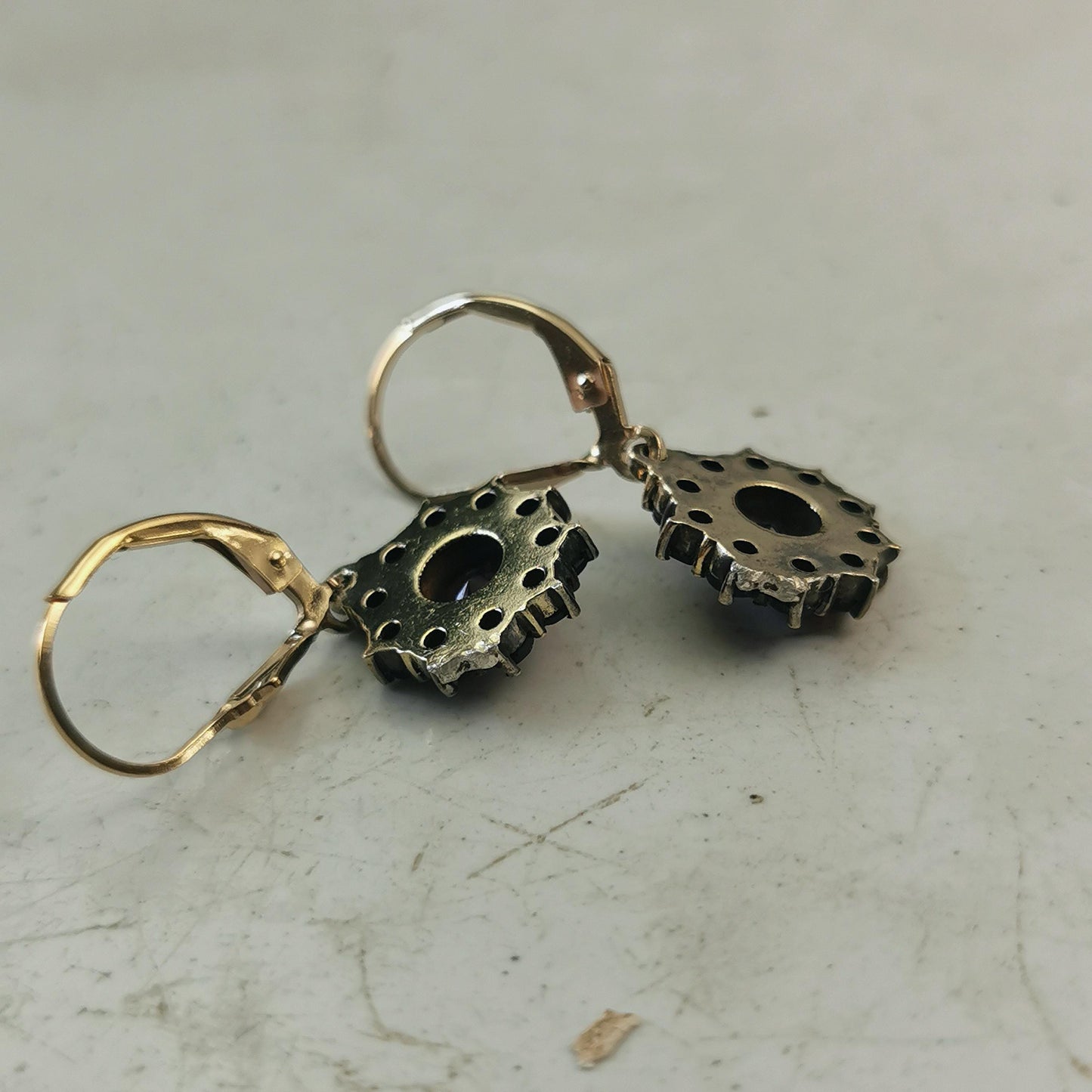 Vintage Bohemian Garnet Lever Back Earrings - Sterling Silver & 14k Gold Filled
