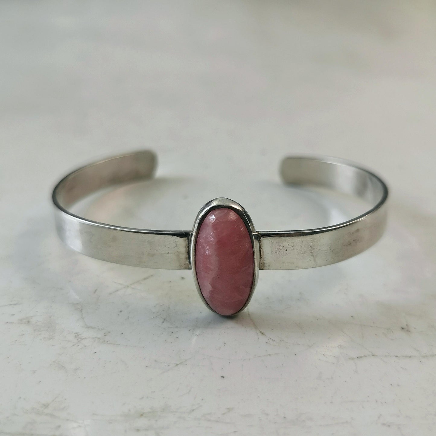 Vintage Sterling Silver Rhodochrosite Set - Ring and Cuff Bracelet