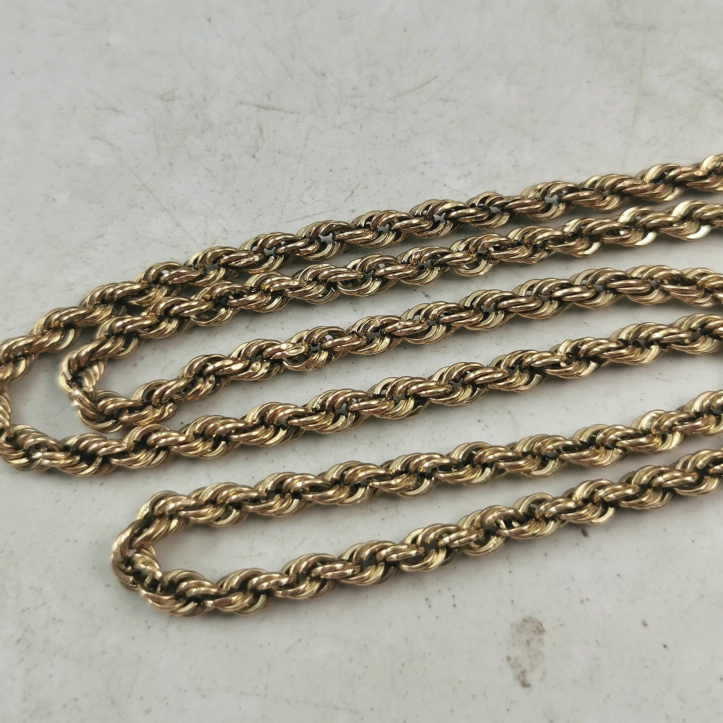 Estate 10k Yellow Gold 4.5mm Hollow Rope Chain -  24" Chain - HAS WEAR