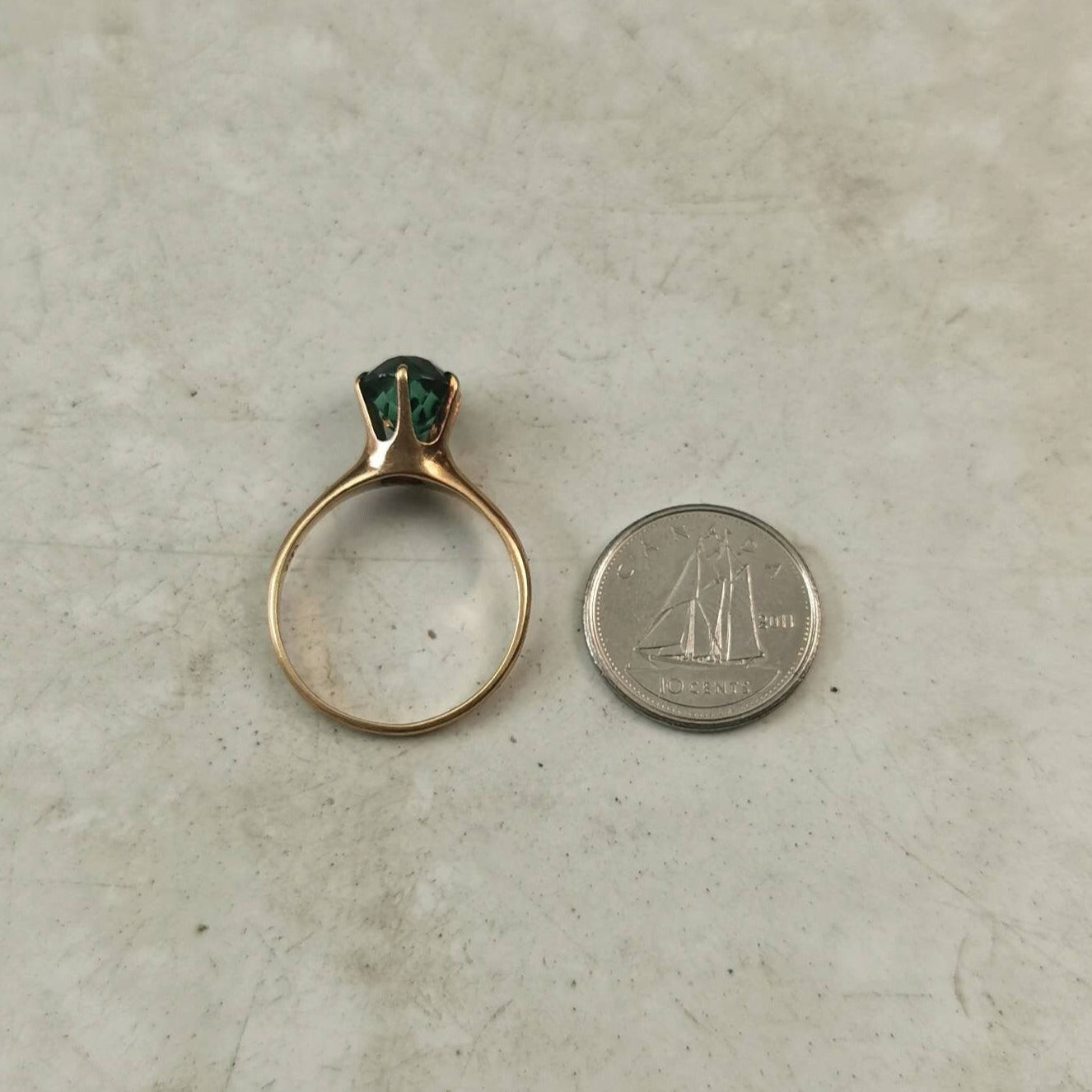Antique Edwardian 14k Yellow Gold 2.65ct Blue Green Tourmaline Solitaire Ring