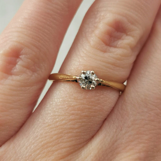 Vintage 18k and Platinum 0.32ct Old European Cut Diamond Engagement Ring