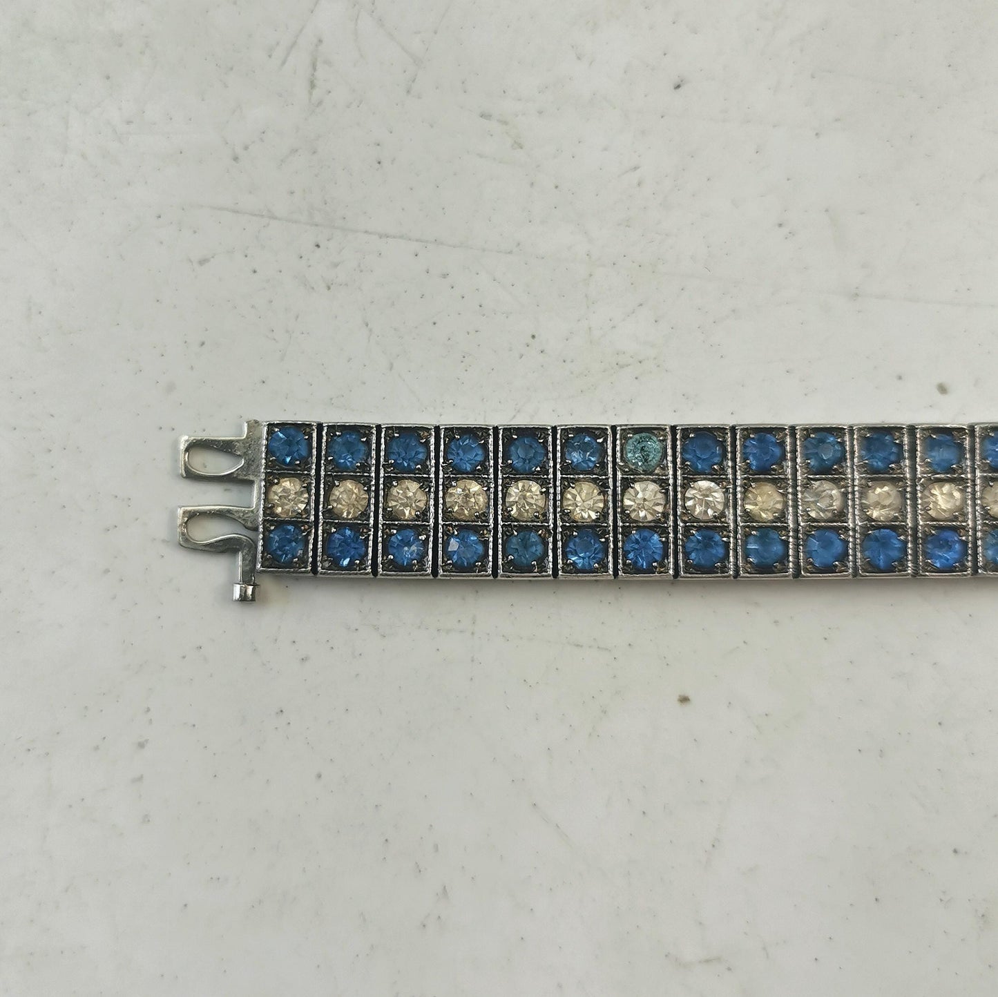 Art Deco Diamonbar Sterling Silver and Rhinestone Bracelet