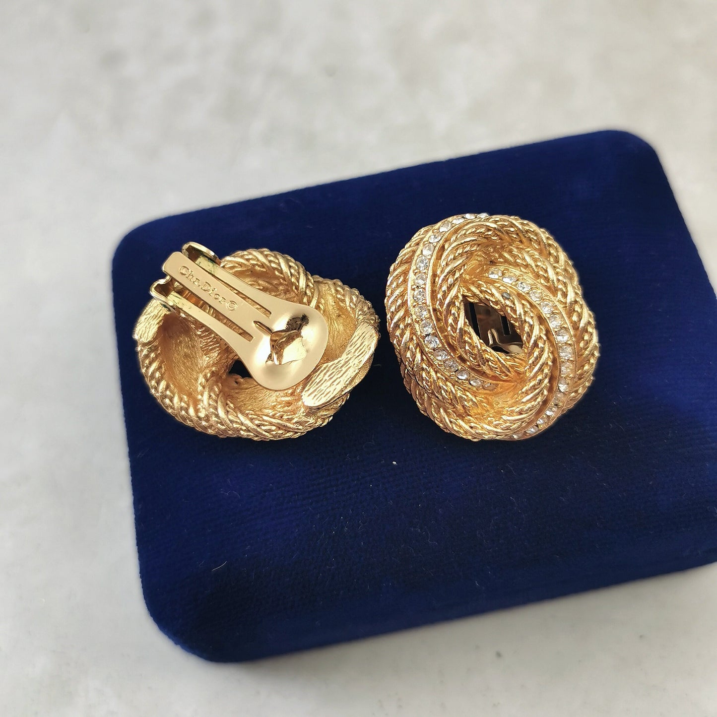 Vintage Christian Dior Knot Gold Tone Ear Clips