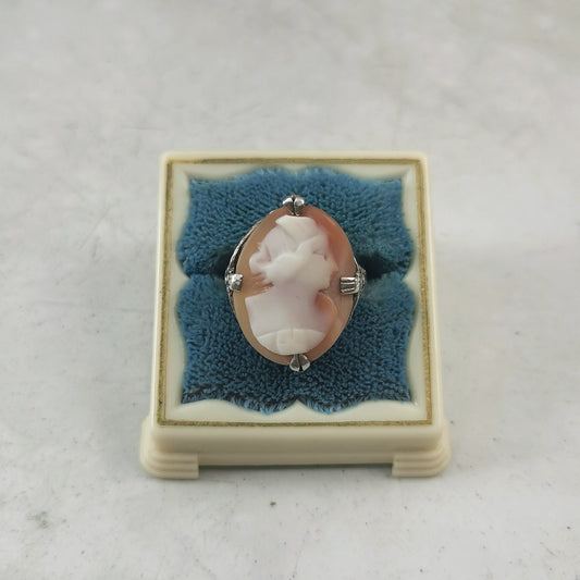 Art Deco Sterling Silver and Carved Cameo Ring