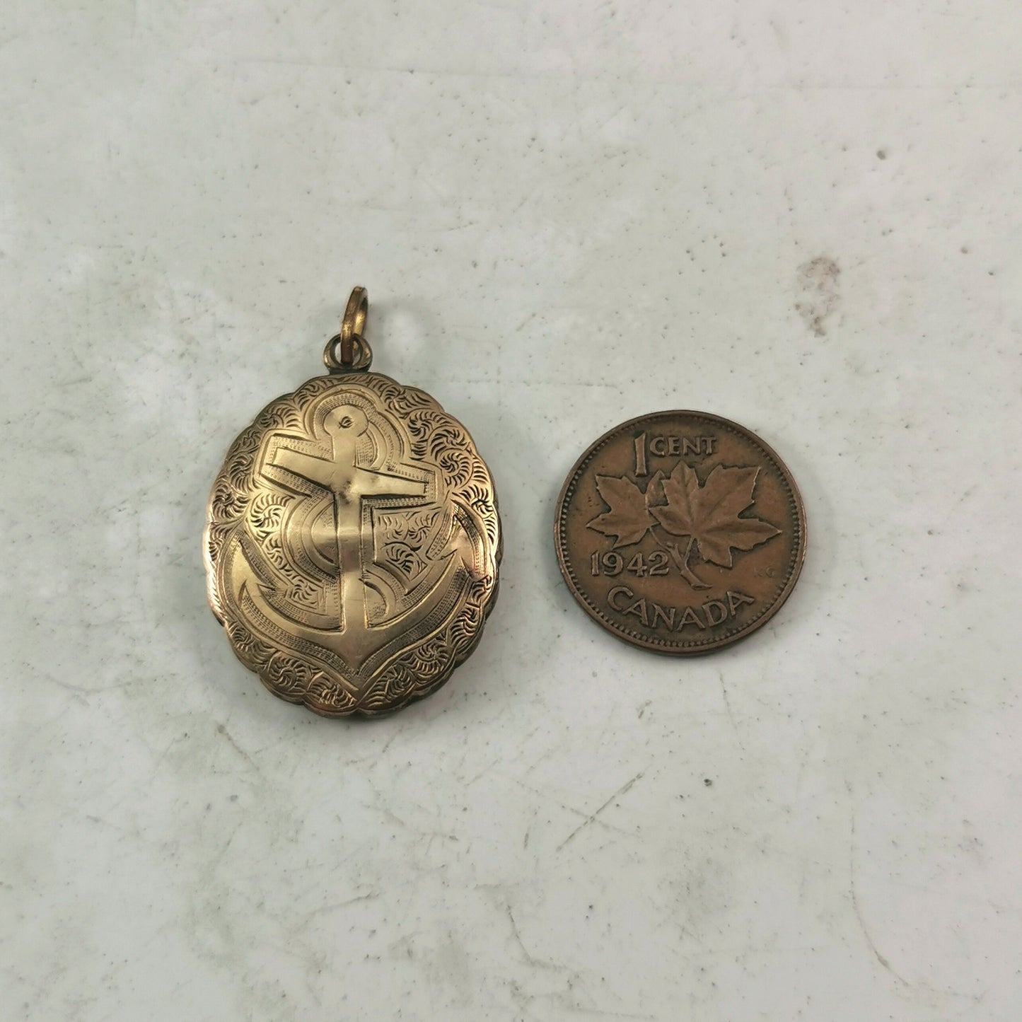 Victorian Gold Fill Mourning Anchor Locket