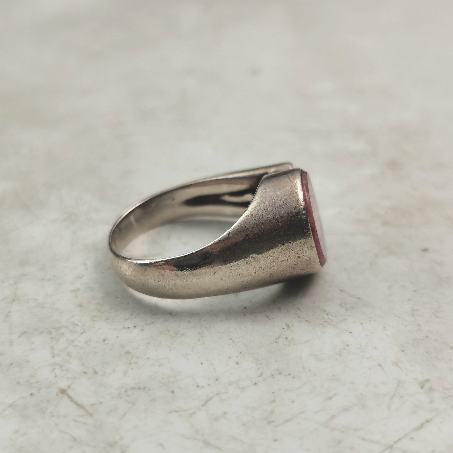 Mid-century Modern Sterling Silver and Rhodonite Ring