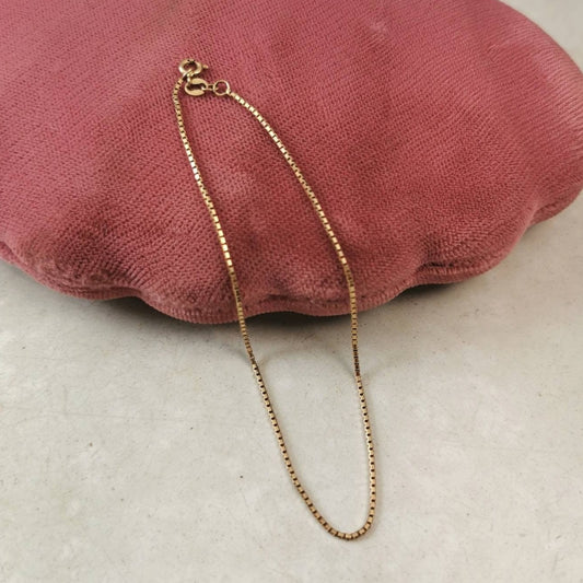 Vintage 10k Yellow Gold Box Link Chain Anklet
