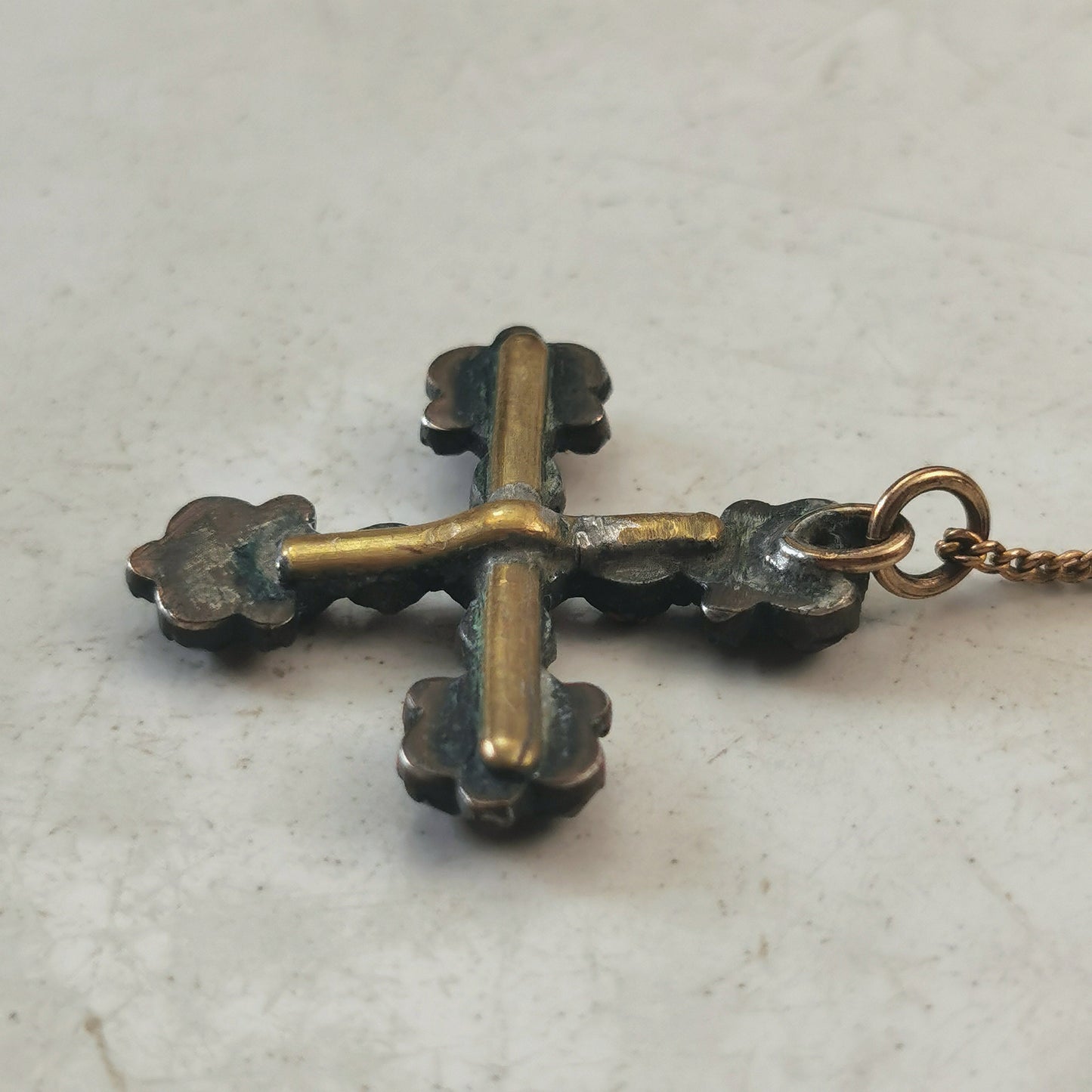 Victorian Bohemian Garnet Cross Pendant Necklace
