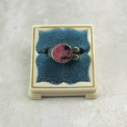 Mid-century Modern Sterling Silver and Rhodonite Ring