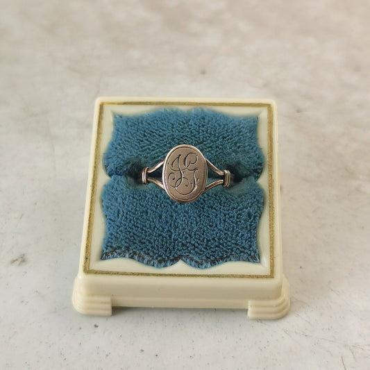 Antique 9ct Yellow Gold Monogram J G Signet Ring