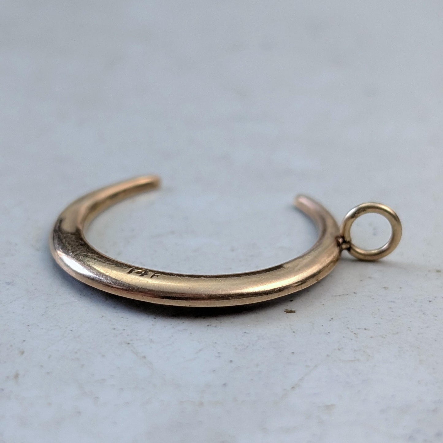 Victorian 14k Yellow Gold Seed Pearl Crescent Moon Conversion Pendant - Solid Gold - Antique Up-cycled Brooch - Medium Size