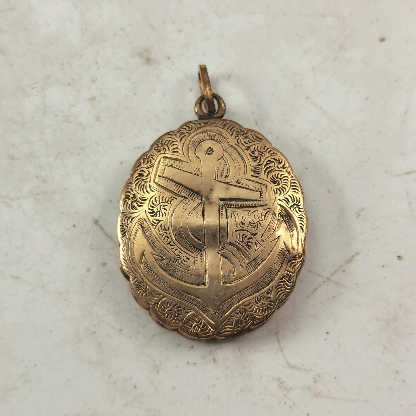 Victorian Gold Fill Mourning Anchor Locket