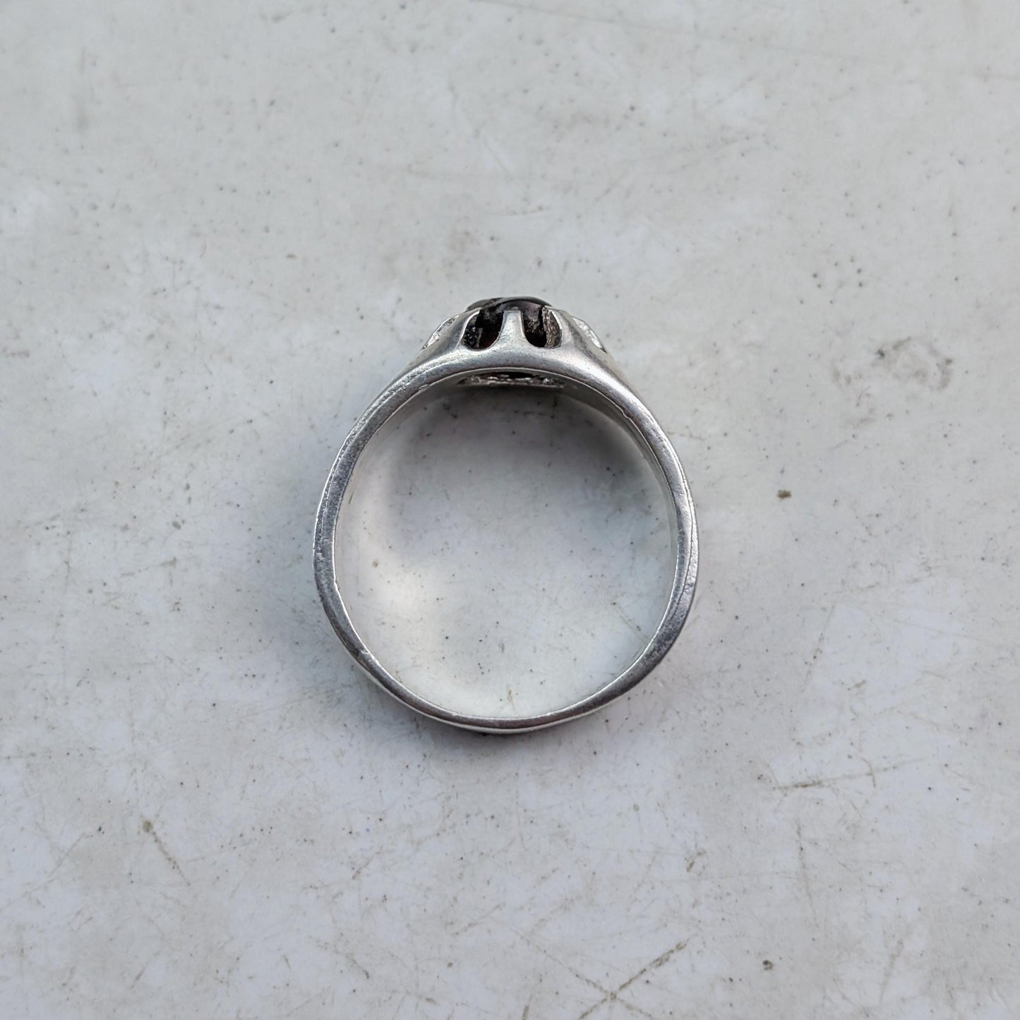 Custom Vintage Sterling Silver Belcher Set Fire Agate Ring
