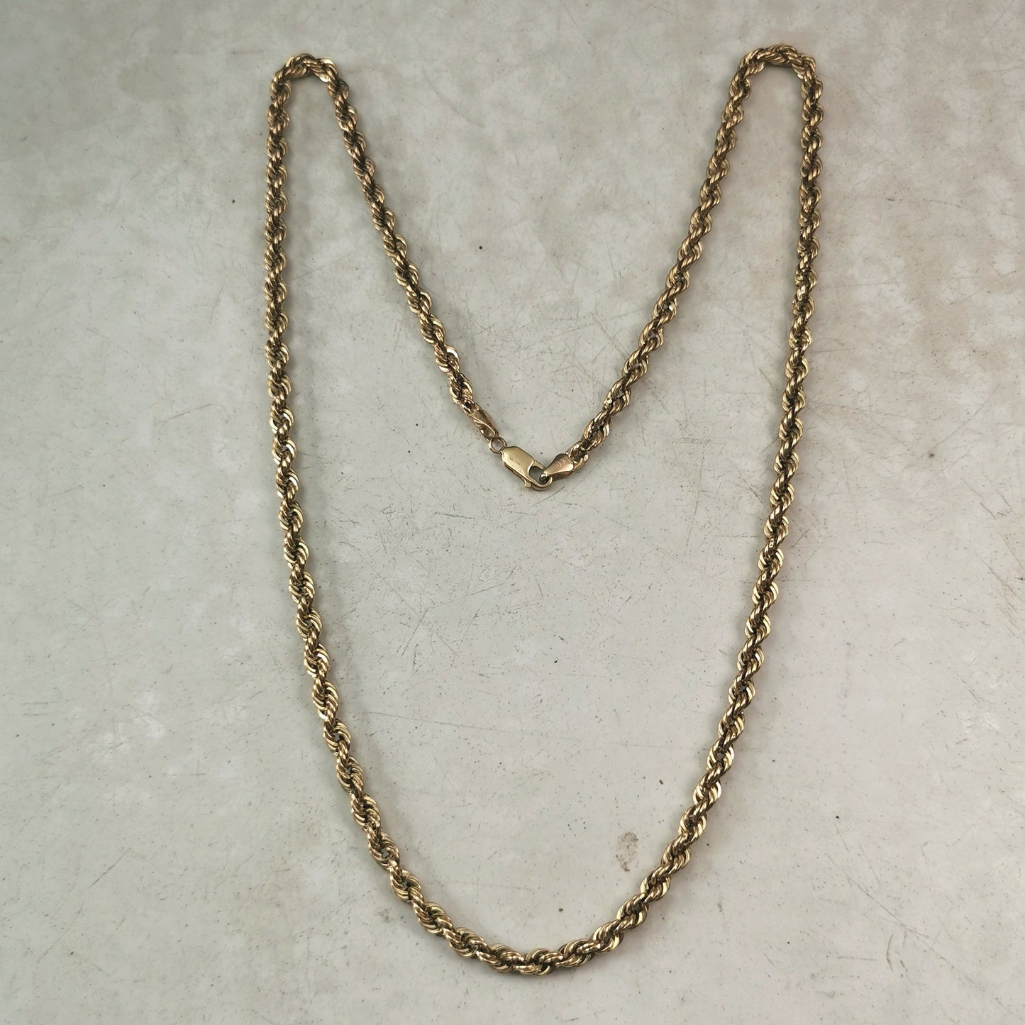 Estate 10k Yellow Gold 4.5mm Hollow Rope Chain -  24" Chain - HAS WEAR