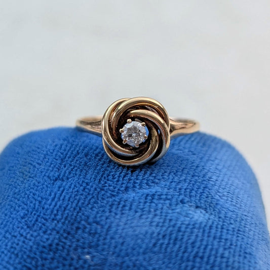 Victorian 10k 14k Old European Diamond Love Knot Ring