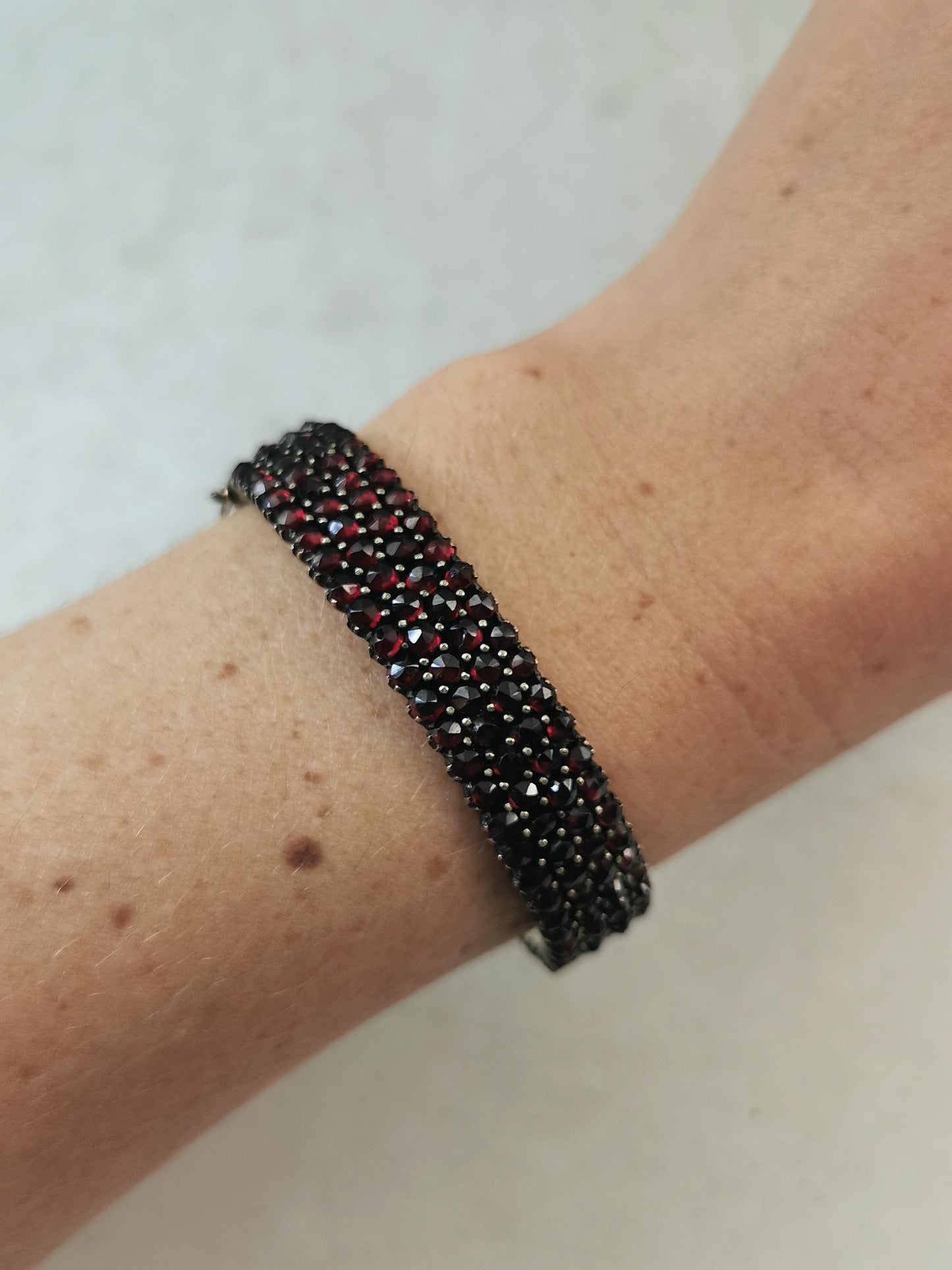 Antique Bohemian Garnet Cuff Bracelet