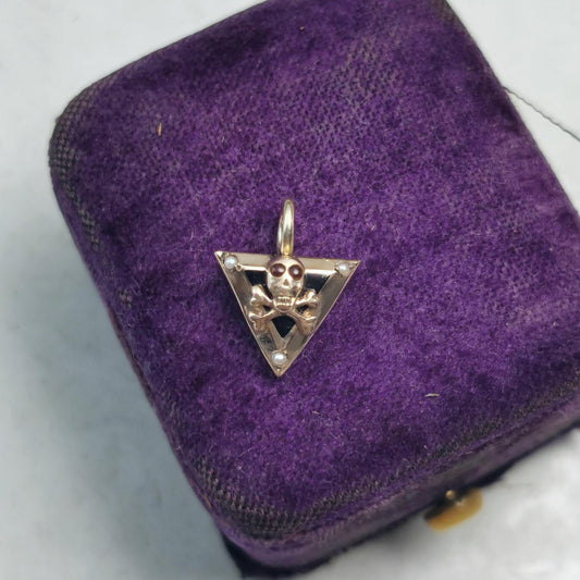 Repurposed Vintage 10k Yellow Gold Skull and Crossbones Pendant