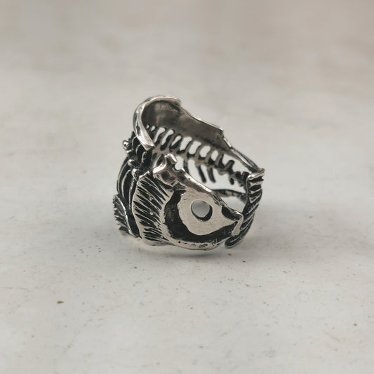 Vintage Sterling Silver Fish Skeleton Ring