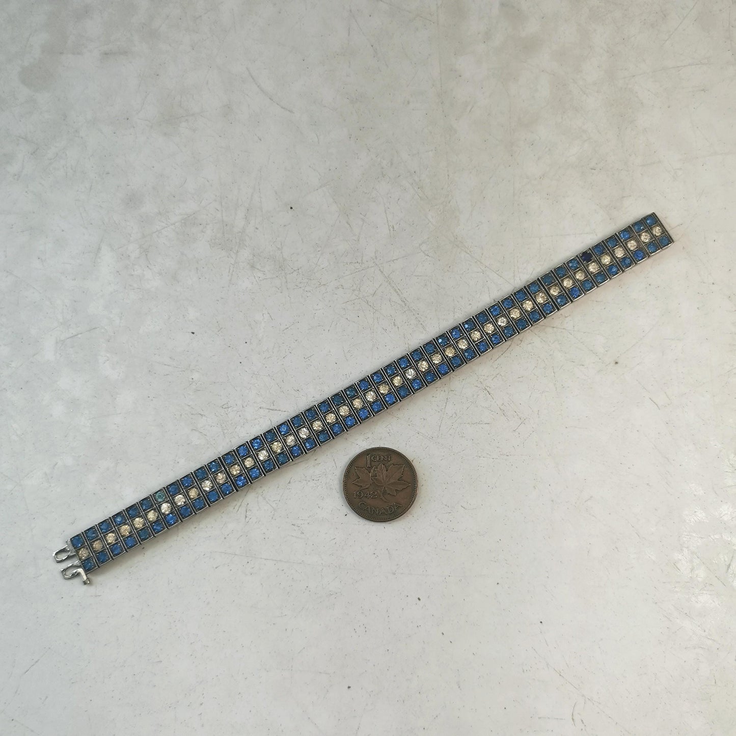 Art Deco Diamonbar Sterling Silver and Rhinestone Bracelet